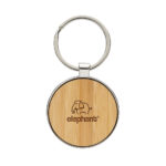 RCS recycled zinc alloy round keychain with bamboo - Image 5