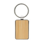 RCS recycled zinc alloy rectangle keychain with bamboo