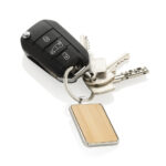 RCS recycled zinc alloy rectangle keychain with bamboo - Image 2