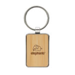 RCS recycled zinc alloy rectangle keychain with bamboo - Image 5