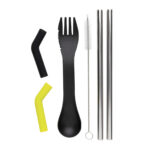 Tierra 2pcs straw and cutlery set in pouch - Image 4