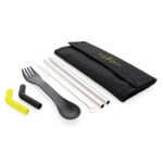 Tierra 2pcs straw and cutlery set in pouch - Image 7