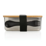 Stainless steel lunchbox with bamboo lid and spork - Image 7