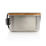 Stainless steel lunchbox with bamboo lid and spork - Image 8