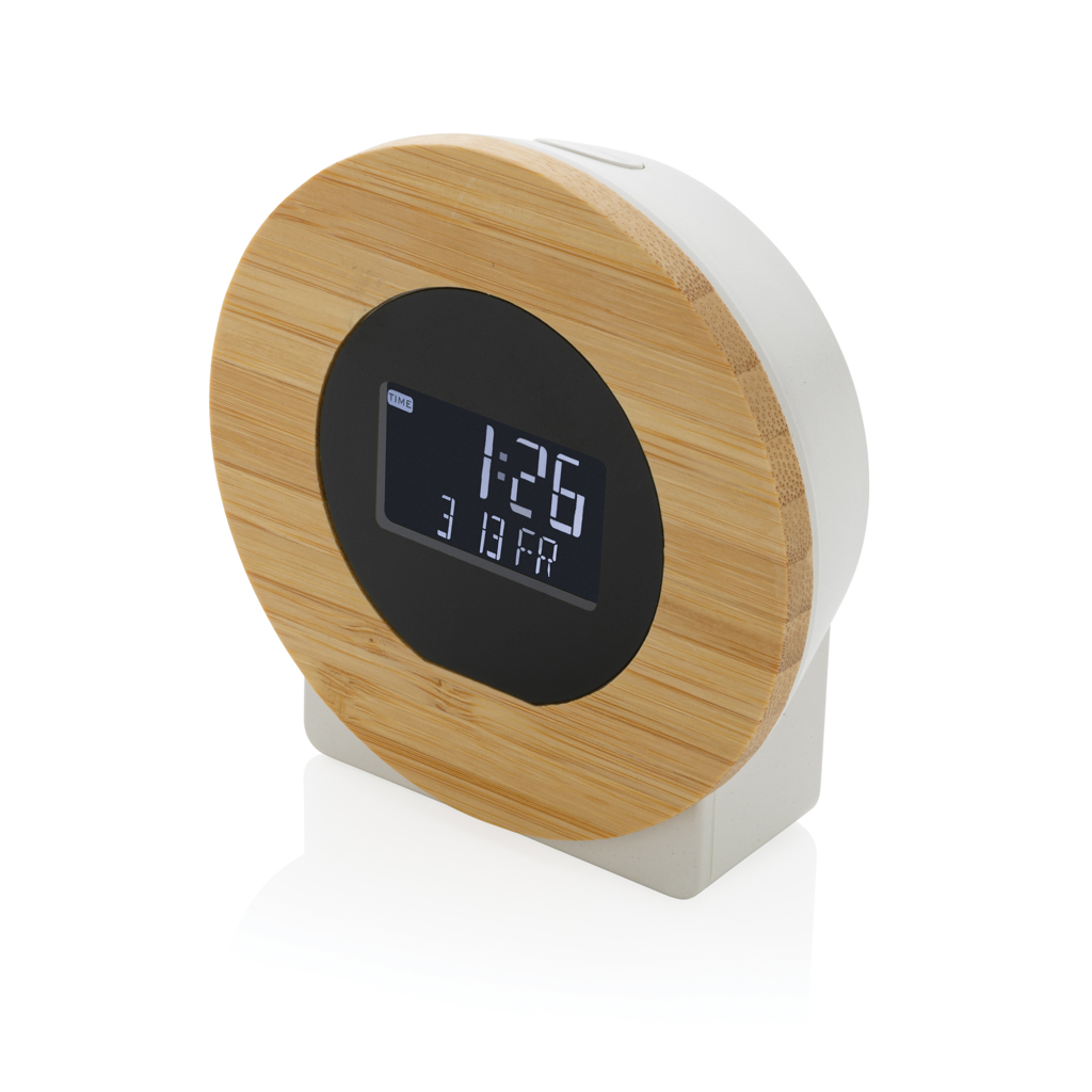 P279.619__B_1__06880f876a2e4bc9aafedc6c75e99d82 Utah RCS rplastic and bamboo LCD desk clock - Image 1