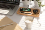 Bamboo desk organiser 10W wireless charger - Image 4
