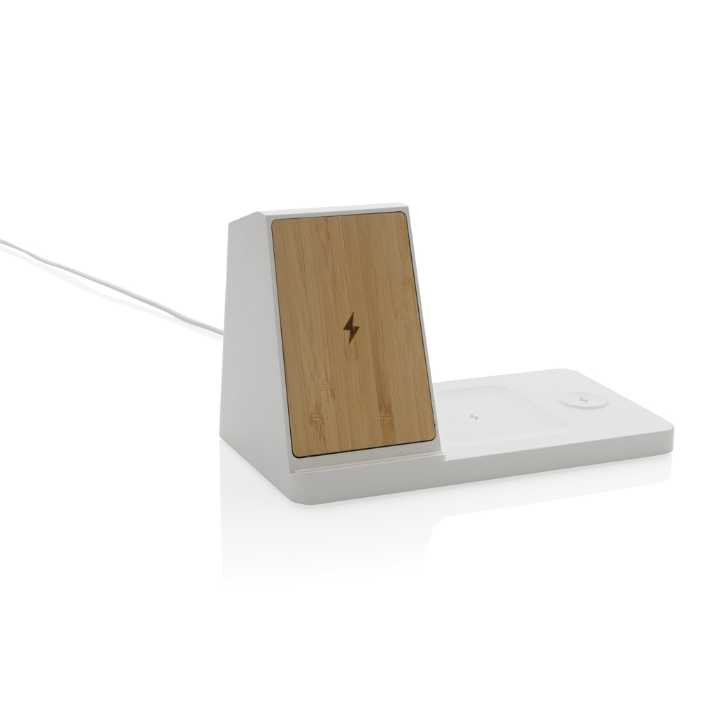 P308.493__B_1__edbb4bc58b0a453eafe971ffc464a90d Ontario recycled plastic & bamboo 3-in-1 wireless charger - Image 1