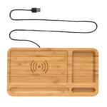 Bamboo desk organiser 5W wireless charger - Image 2