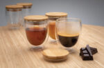 Double wall borosilicate glass with bamboo lid 250ml 2pc set - Image 8