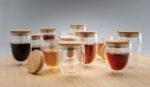 Double wall borosilicate glass with bamboo lid 250ml 2pc set - Image 9