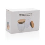 Double wall borosilicate glass with bamboo lid 250ml 2pc set - Image 11