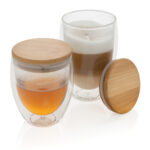 Double wall borosilicate glass with bamboo lid 350ml 2pc set - Image 7