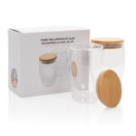 Double wall borosilicate glass with bamboo lid 350ml 2pc set - Image 10