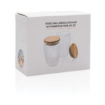 Double wall borosilicate glass with bamboo lid 350ml 2pc set - Image 11