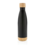 Vacuum stainless steel bottle with bamboo lid and bottom - Image 2