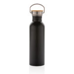 Modern stainless steel bottle with bamboo lid - Image 2