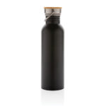 Modern stainless steel bottle with bamboo lid - Image 3