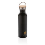 Modern stainless steel bottle with bamboo lid - Image 5
