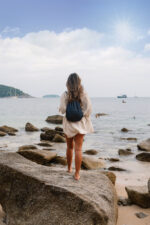 Impact AWARE™ recycled denim drawstring backpack - Image 5