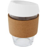 Lidan 360 ml borosilicate glass tumbler with cork grip and silicone lid - Image 7
