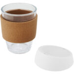 Lidan 360 ml borosilicate glass tumbler with cork grip and silicone lid - Image 8