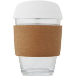 Lidan 360 ml borosilicate glass tumbler with cork grip and silicone lid - Image 6