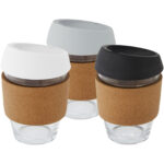 Lidan 360 ml borosilicate glass tumbler with cork grip and silicone lid - Image 9