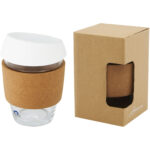 Lidan 360 ml borosilicate glass tumbler with cork grip and silicone lid - Image 2