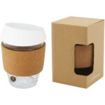 Lidan 360 ml borosilicate glass tumbler with cork grip and silicone lid - Image 3