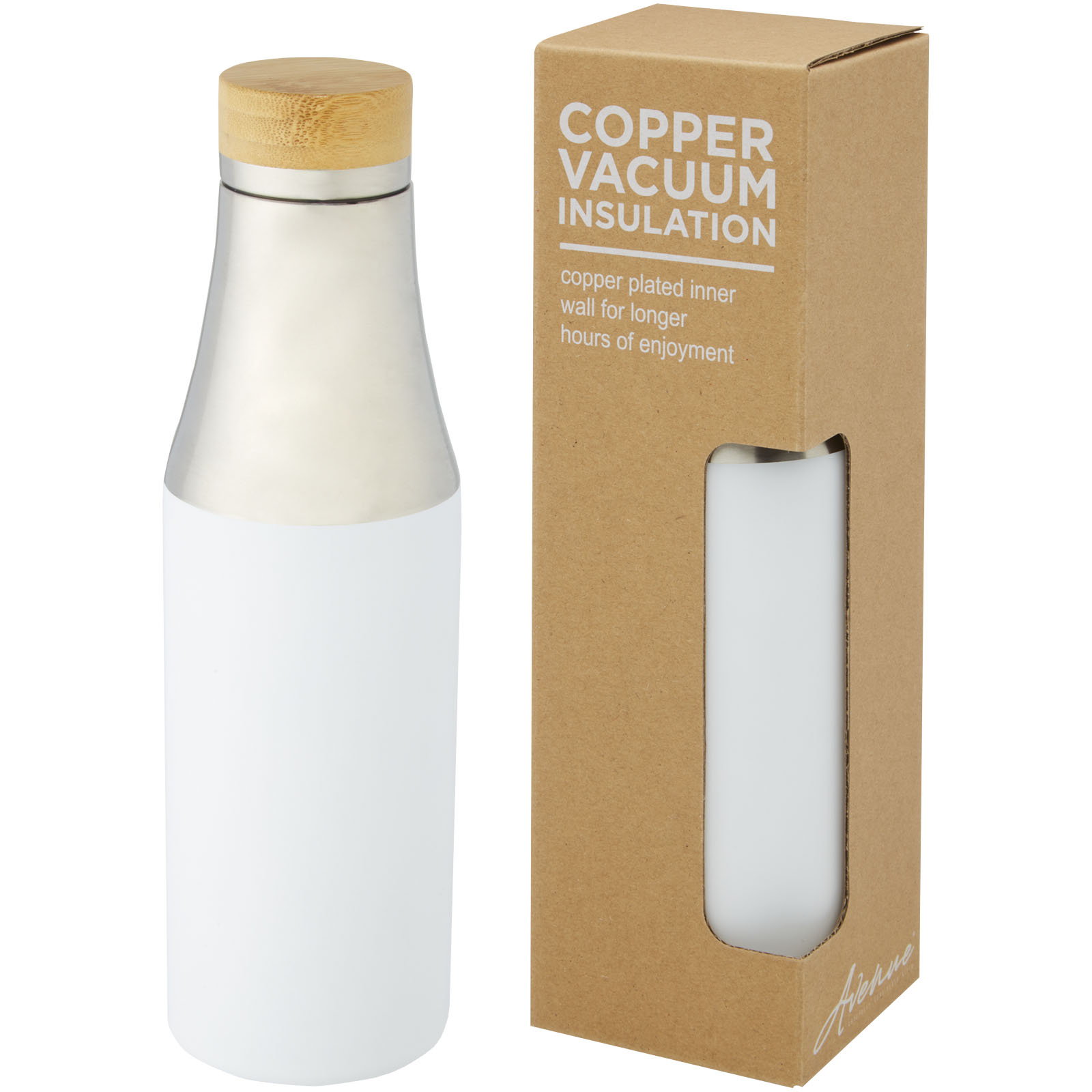 10066701 Hulan 540 ml copper vacuum insulated stainless steel bottle with bamboo lid - Image 1