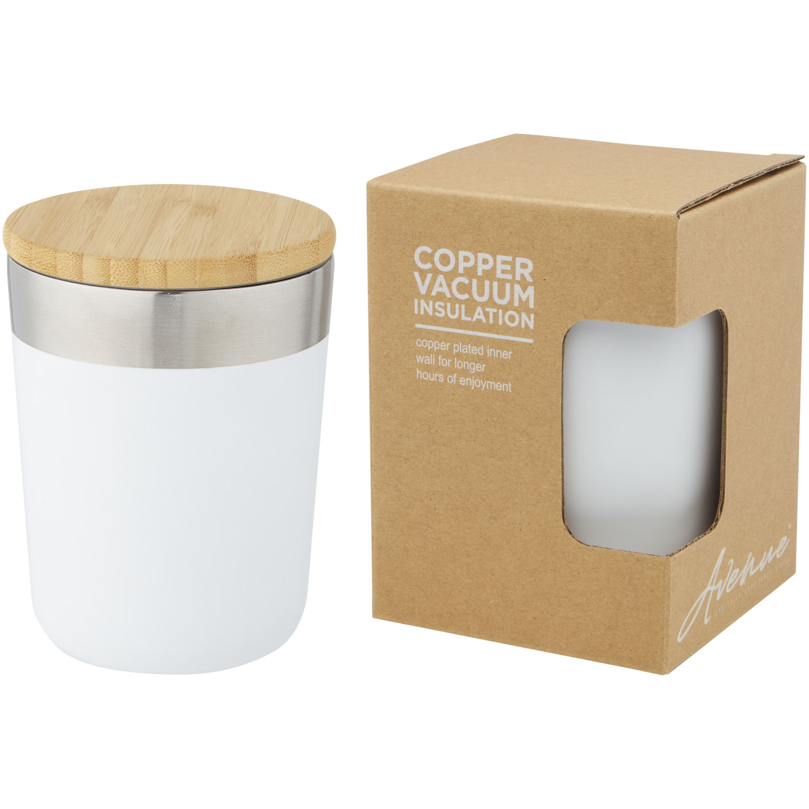 10067001 Lagan 330 ml copper vacuum insulated stainless steel tumbler with bamboo lid - Image 1