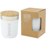 Lagan 330 ml copper vacuum insulated stainless steel tumbler with bamboo lid - Image 4