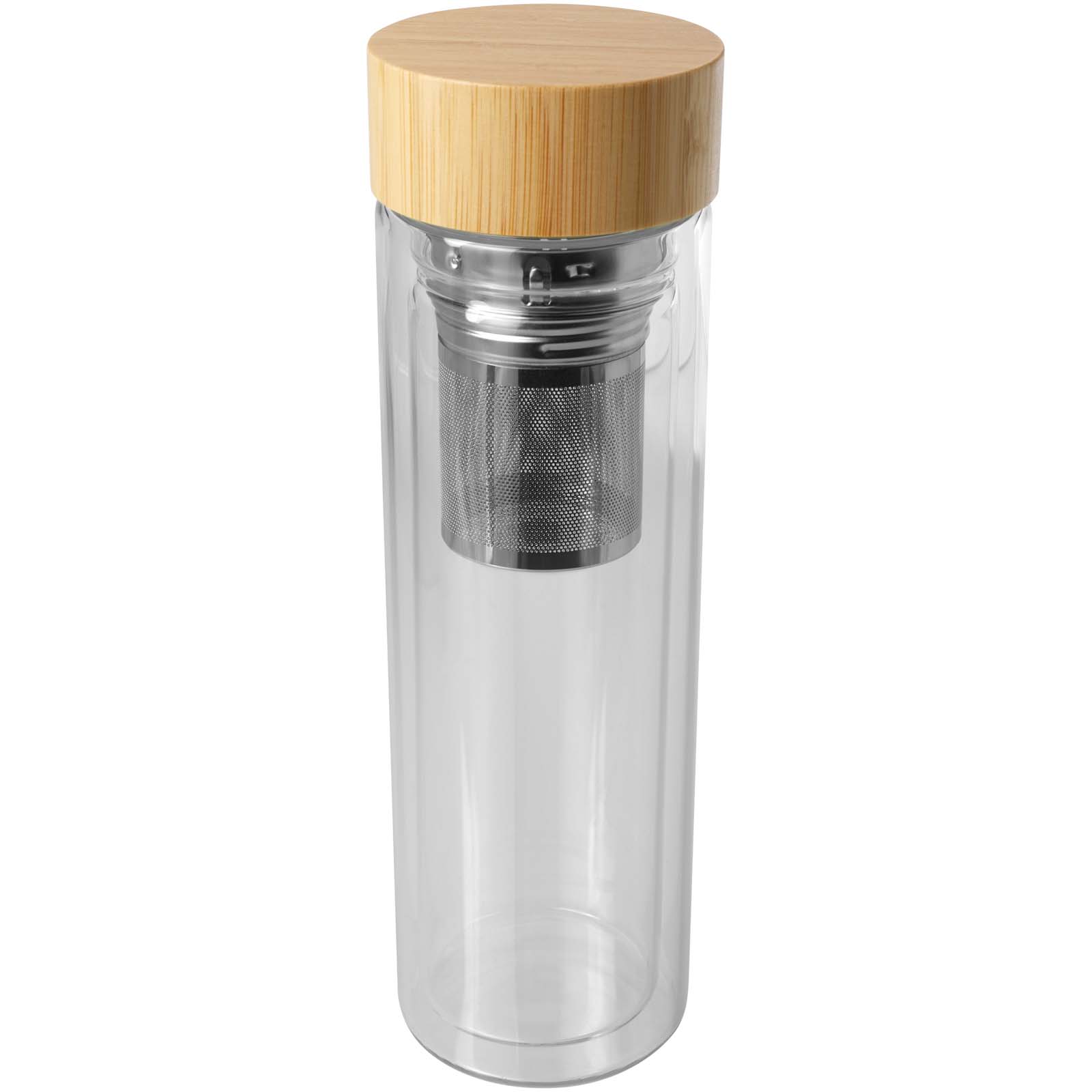 10081001 Bailey 400 ml borsilicate glass infuser bottle with bamboo lid - Image 1