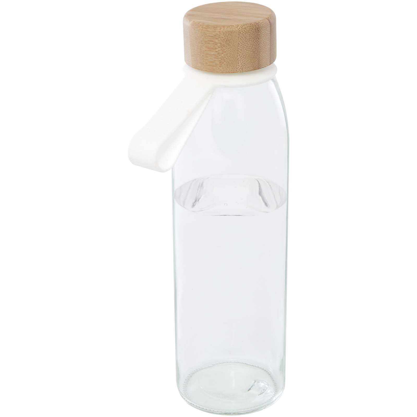 10085301 Porto 500 ml glass water bottle with silicone handle and bamboo lid - Image 1