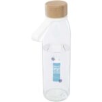 Porto 500 ml glass water bottle with silicone handle and bamboo lid - Image 2