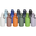 Oregon 400 ml solid colour RCS recycled plastic water bottle with carabiner - Image 4
