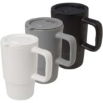 Carter 450 ml ceramic mug with plastic lid - Image 6