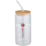 Mirage 500 ml single-walled borosilicate glass jar with bamboo lid - Image 2