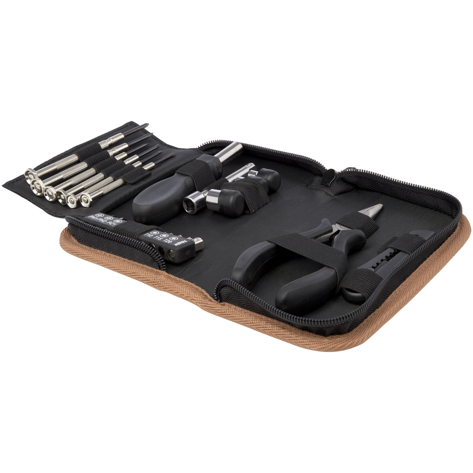 10457906 Spike 24-piece RCS recycled plastic tool set with cork pouch - Image 1