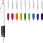 Nash ballpoint pen with white barrel and coloured grip (black ink) - Image 5