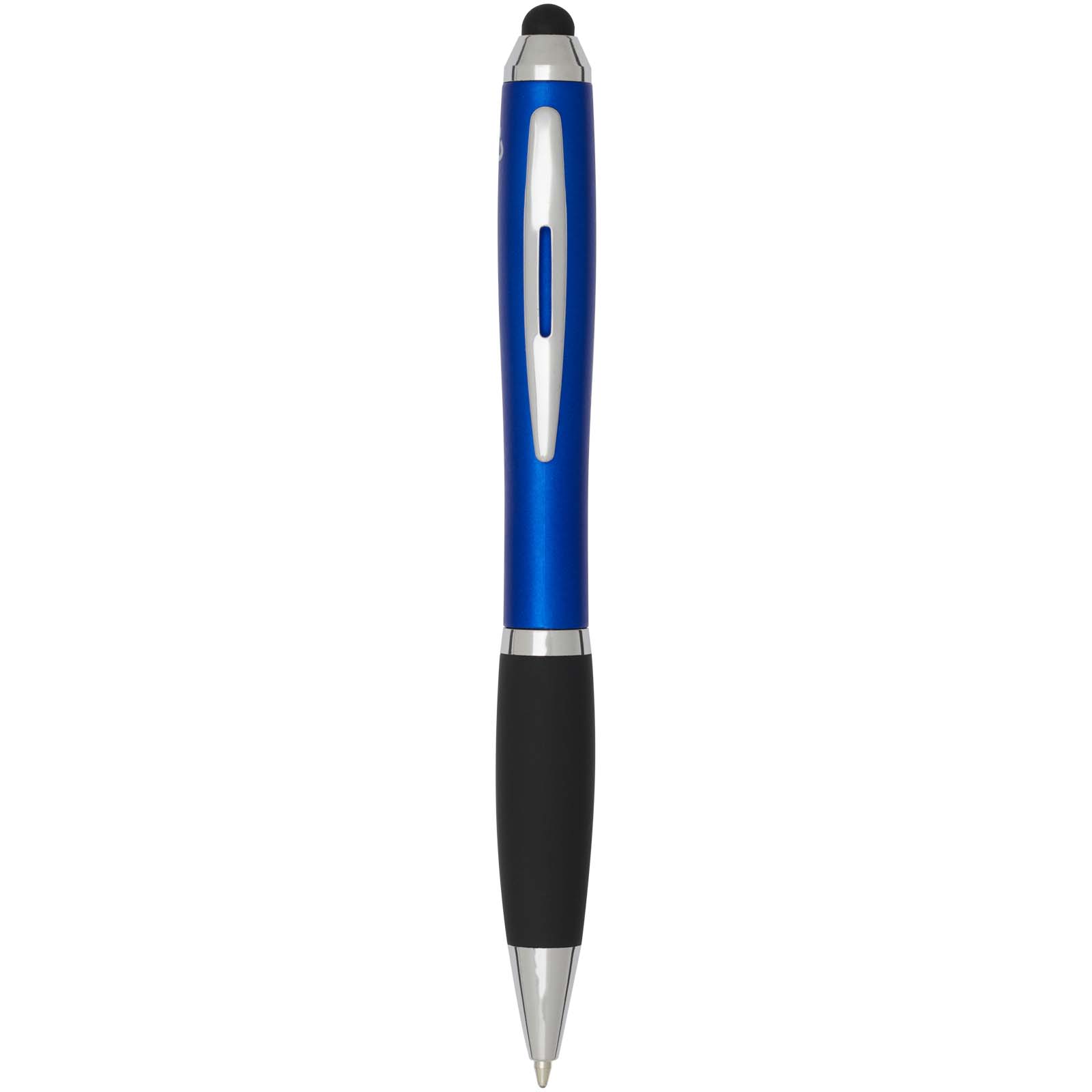 10645653 Nash RCS recycled plastic stylus ballpoint pen with coloured barrel and black grip (blue ink) - Image 1