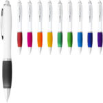 Nash ballpoint pen white barrel and coloured grip (blue ink) - Image 5