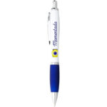 Nash ballpoint pen white barrel and coloured grip (blue ink) - Image 3