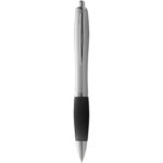 Nash ballpoint pen silver barrel and coloured grip (blue ink) - Image 3
