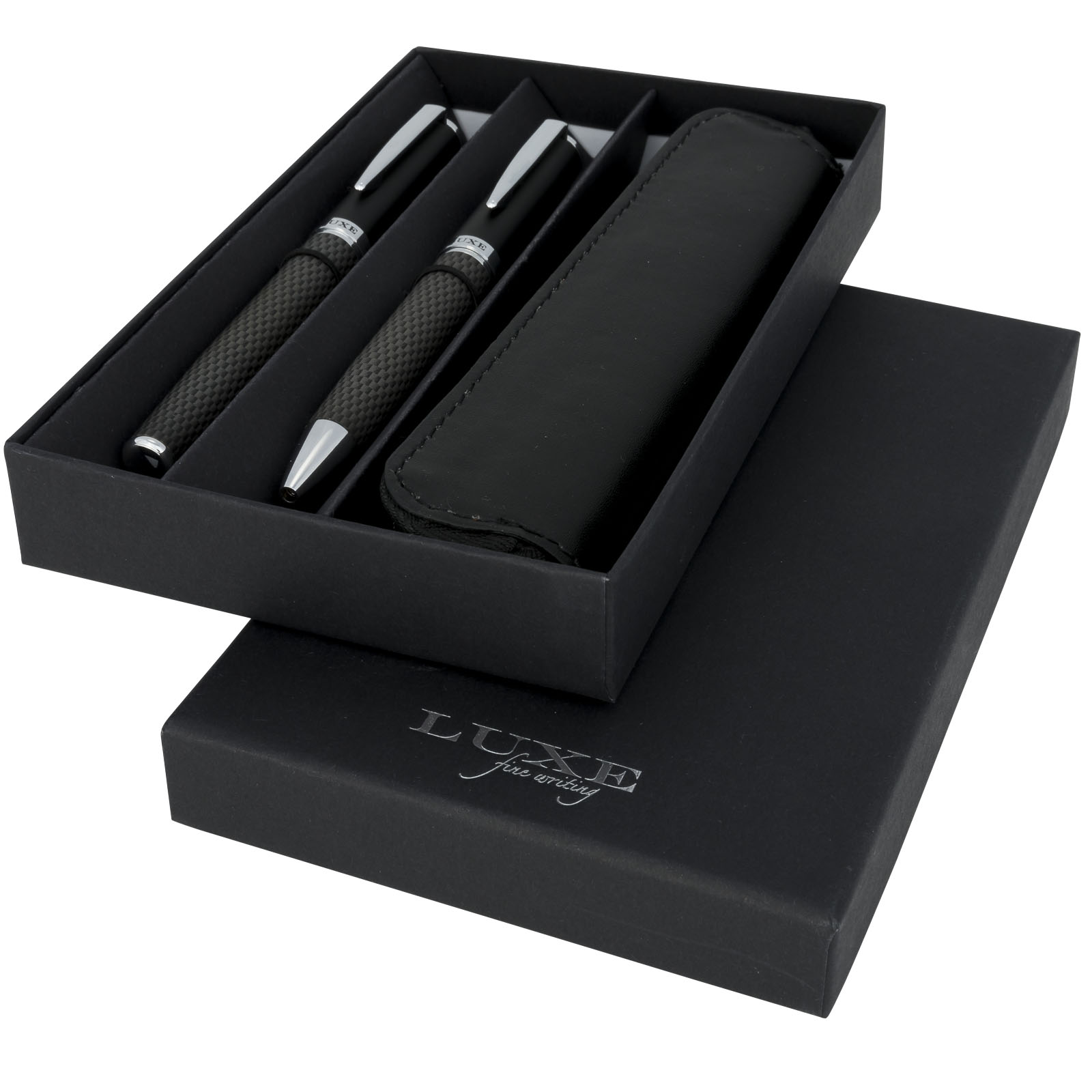 10711000 Carbon duo pen gift set with pouch (black ink) - Image 1