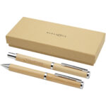 Apolys bamboo ballpoint and rollerball pen gift set  (black ink) - Image 2