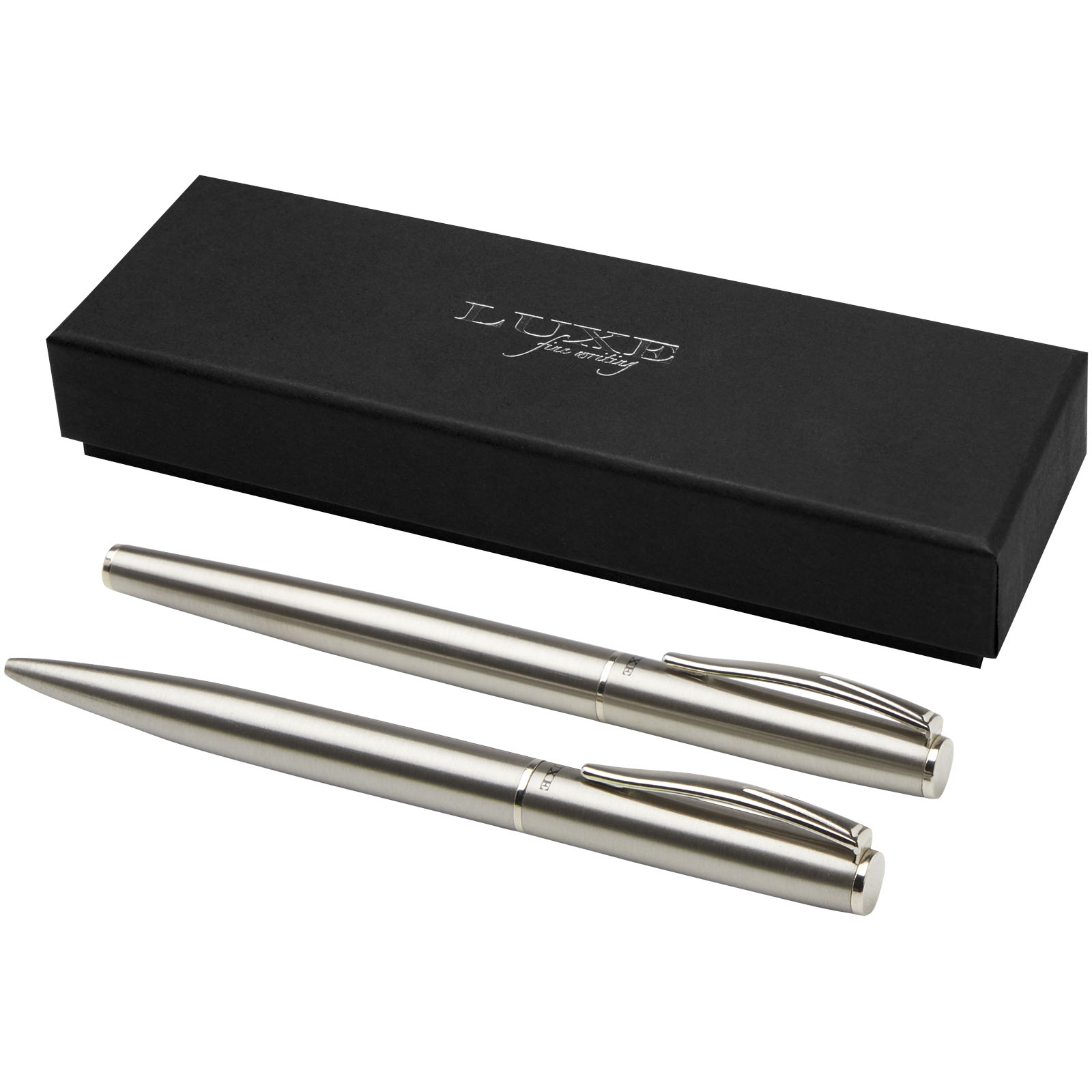 10783681 Didimis recycled stainless steel ballpoint and rollerball pen set (black ink) - Image 1