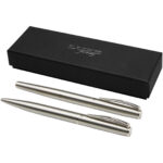 Didimis recycled stainless steel ballpoint and rollerball pen set (black ink) - Image 2