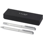 Lucetto recycled aluminium ballpoint and rollerball pen gift set (black ink) - Image 2