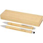 Oblys bamboo ballpoint pen and mechanical pencil set (black ink) - Image 2